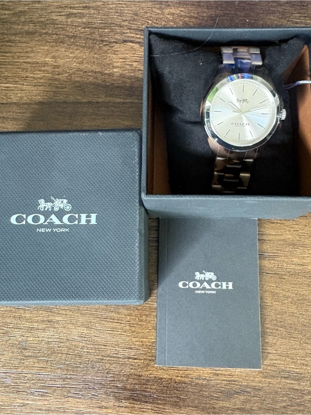 Coach Libby Women’s Watch Silver Tone Face Tortoise Shell Band Brand New W/ Tag